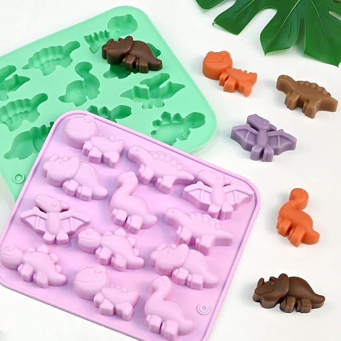 Dinosaur Silicone Mold, 2 Pack Dinosaur Chocolate Molds 24 Cavity | Dinosaurs Molds Silicone for Chocolate, Candy, Ice Cubes, Jelly, Jello, Pudding, Cake Decorations, Cookies, Soaps - Image 2