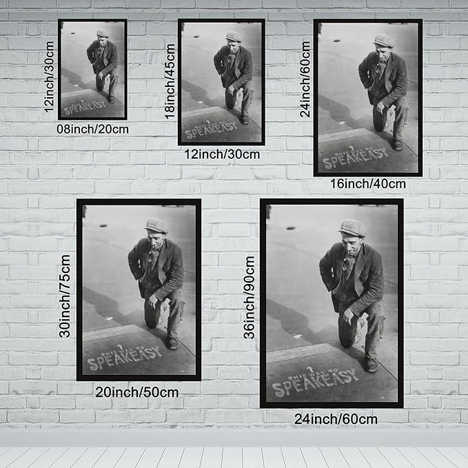 UXCBIA This Way to Speakeasy, Vintage Black And White, Alcohol Prohibition Poster Canvas Poster Bedroom Decor Sports Landscape Office Room Decor Gift Black Frame 24x36in(60x90cm) - Image 2