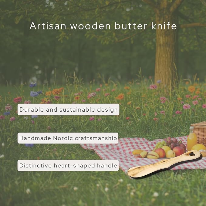 Butter knife - Handmade from Nordic untreated Juniper wood - Unique Heart Shape Handle - Image 6