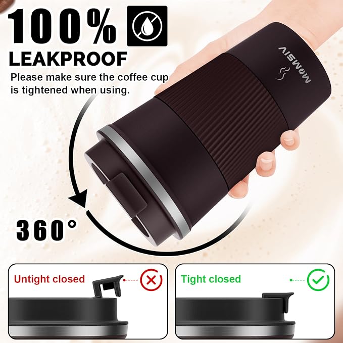 MOMSIV 17oz Travel Coffee Mug, Insulated Coffee Cup with Leakproof Lid | 6-Hour Heat Retention, 360°Leak proof, Vacuum Stainless Steel Double Walled, BPA-free, Reusable And To Go Coffee Mug - Image 4