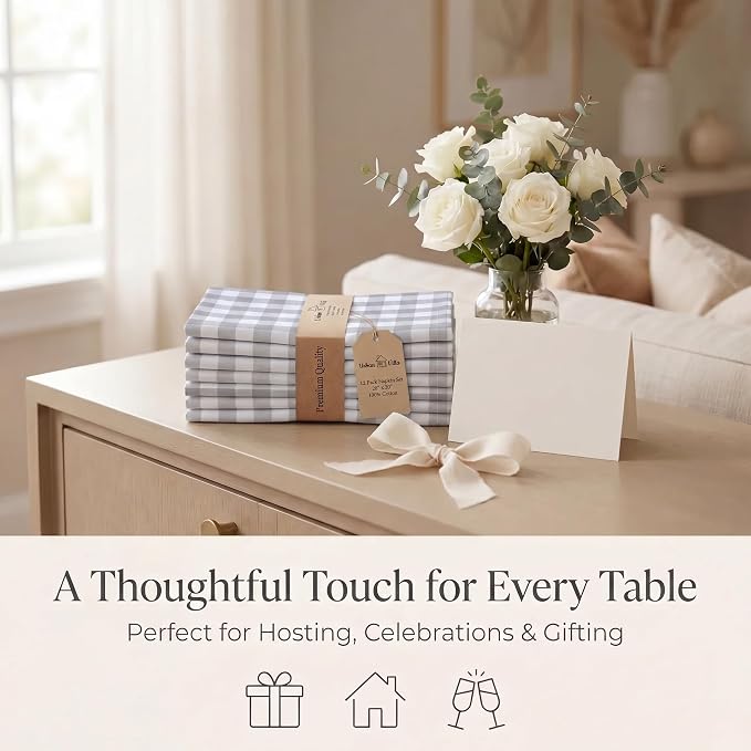 Urban Villa Cloth Napkins Cotton 20x20 (Set of 12) Grey - Image 9
