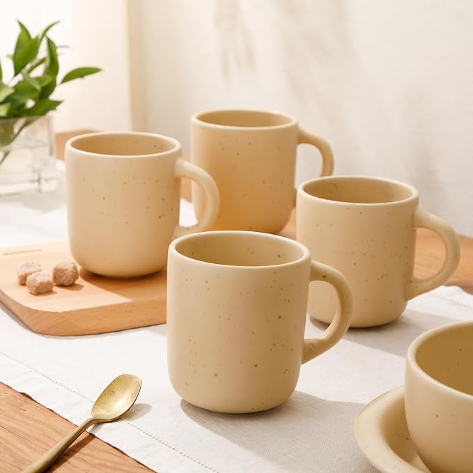 Bloomhouse - Two Time Oprah's Favorite Things Winner - Corsica Clay 4-Piece Mug Set – Cappuccino Cream Stoneware Coffee & Tea Cups, Durable Ceramic Drinkware - Image 2