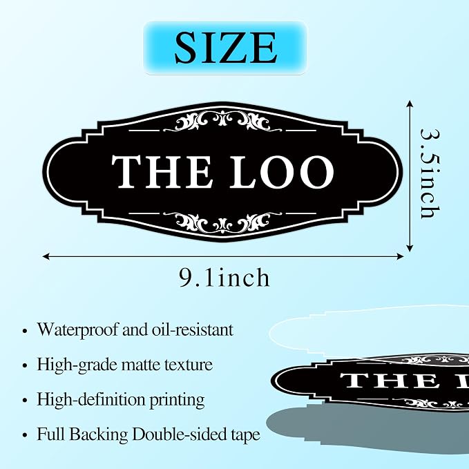 The Loo Sign for Bathroom Decoration, Self-adhesive Funny Bathroom&Restroom Sticker Decor for House, Home,Office,Shop Door（Black） - Image 2