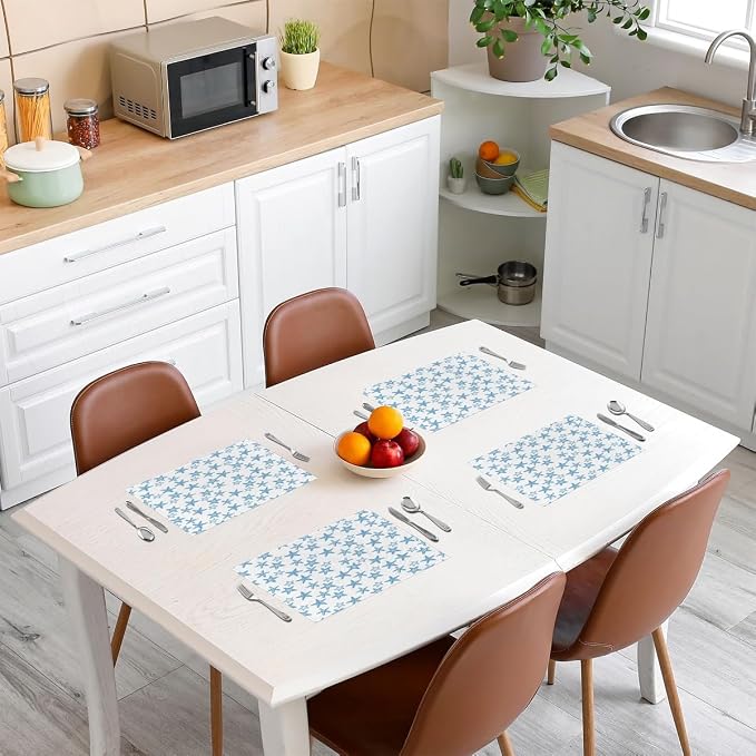 Feelyou Placemats Set of 4 12"x18" Coastal Beach Ocean Table Mats Placemat Room Decor Teal Blue Placemats for Dining Table Indoor Outdoor Kitchen Ocean Marine Decor Table Place Mats Hawaiian Sealife - Image 3