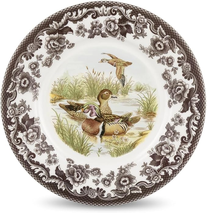 Spode – Woodland – Luncheon Plate – Wood Duck - Brown/White | Earthenware, Dishwasher Safe, Made in England by Spode