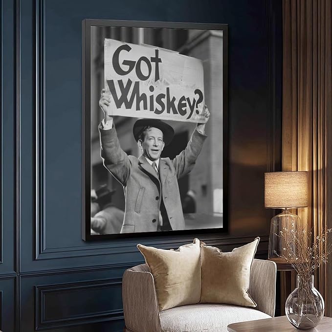 UXCBIA Whiskey Protest, Black And White Alcohol Speakeasy Poster Canvas Poster Wall Art Decor Print Picture Paintings for Living Room Bedroom Decoration Black Frame 20x30in(50x75cm) - Image 3