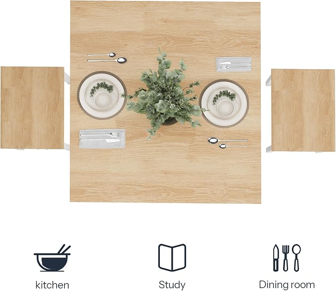 HOOBRO 3-Piece Industrial Dining Table Set, Kitchen Table, Space Saving Dinette for Kitchen, Dining Room, Small Space, Breakfast Nook, Living Room, Party, Natural and White WN75CZ01G1 - Image 5