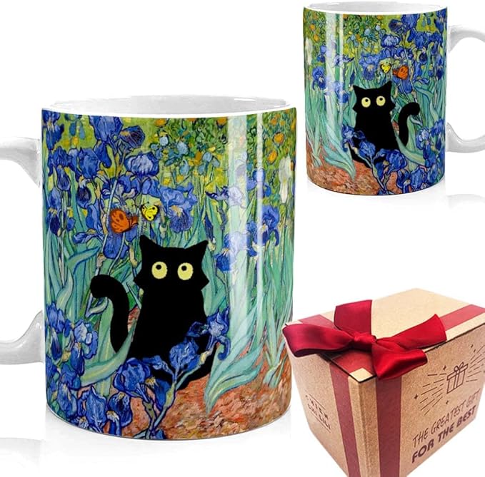 Famous Art Paintings Funny Cat Coffee Mug for Artist Cat Lovers, Famous Picture Classic Art Aesthetic Canvas Mug Gift for Women by SUUURA-OO