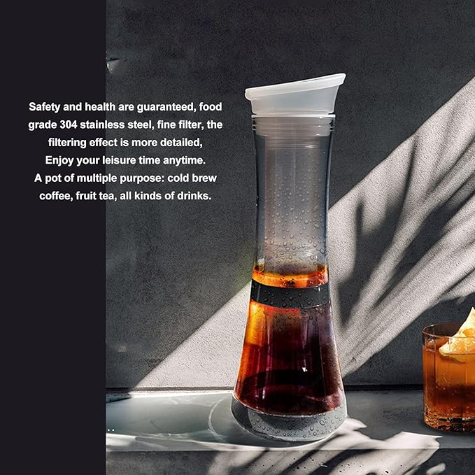 1000ML Cold Brew Coffee Maker, Cold Brew Coffee Pot with Sealed Lid for Home, Restaurant, Bar, Beverage Shop, Office, Party, Scented Tea