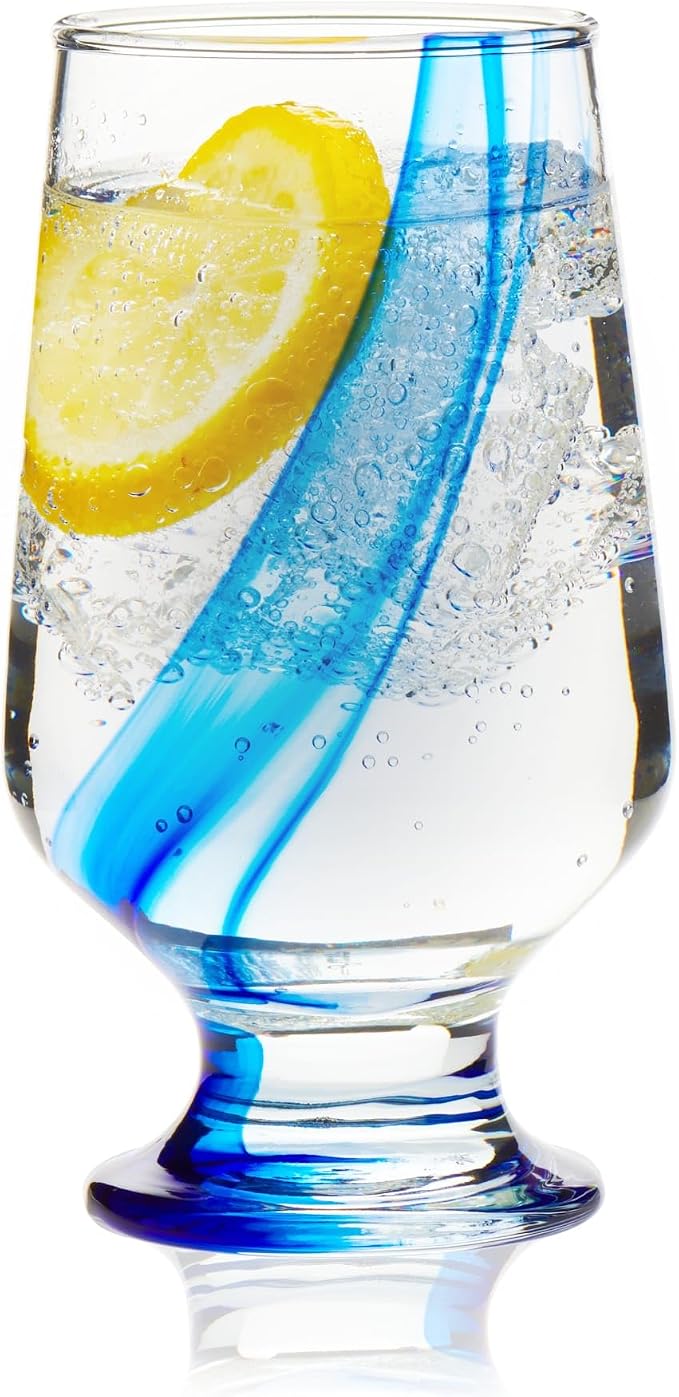 Libbey Blue Ribbon Goblet Glasses, Artisan Inspired, Durable Water Goblets Set of 8, Clear, Stemmed Water Glasses to Showcase Sodas, Cocktails by Libbey