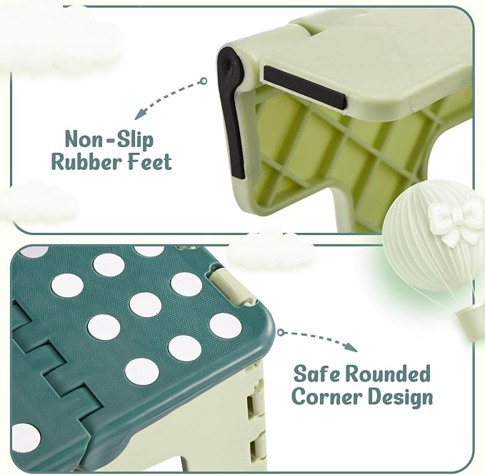 ACSTEP 9 Inch Folding Step Stool 300 LB Capacity Plastic Foldable Step Stools for Kids and Adults, Folding Stool Suitable for Kitchen, Stepping Stool with Handle Bicolor Green Small Step Stool 1PC | Lightweight Plastic Small Foldable Step Stool with Ha... - Image 6