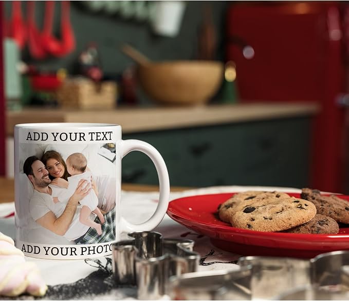 Custom Coffee Mug with Photo, Text, or Logo | Personalized Ceramic Mug 11oz | Customizable Gift for Men, Women | Unique Gift for Birthdays, Holidays, Christmas | White - Pink - Image 3