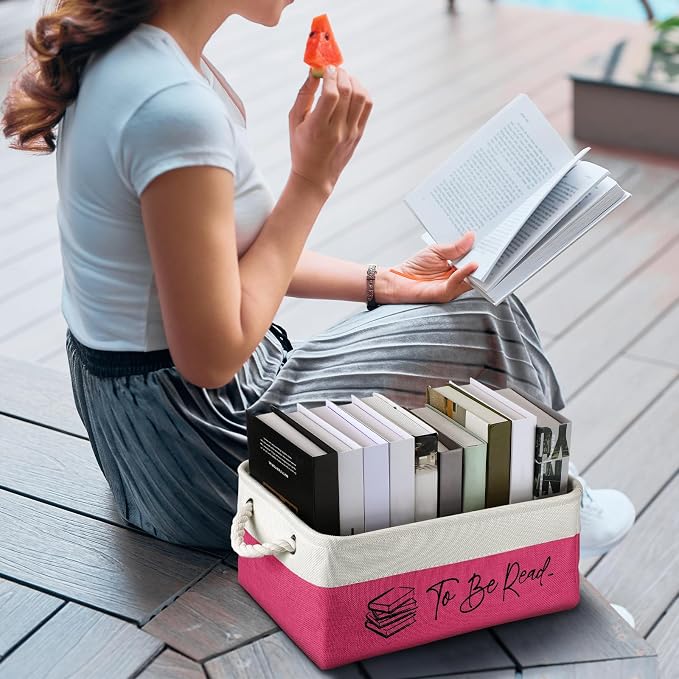 Marsui Book Lover Gifts Tbr Book Storage Basket to Be Read List Storage Bin Bookish Accessories Bookworm Gift for Club Members Student Teacher Reading Accessories - Image 6