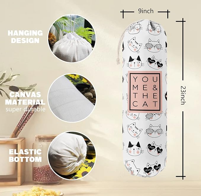 Funny You Me & The Cat, Grocery Bags Holder Organizer For Shopping Bags, Wall Mount Plastic Bags Storage Container Dispensers, Gift For The Preferred Family And Friends - Image 2