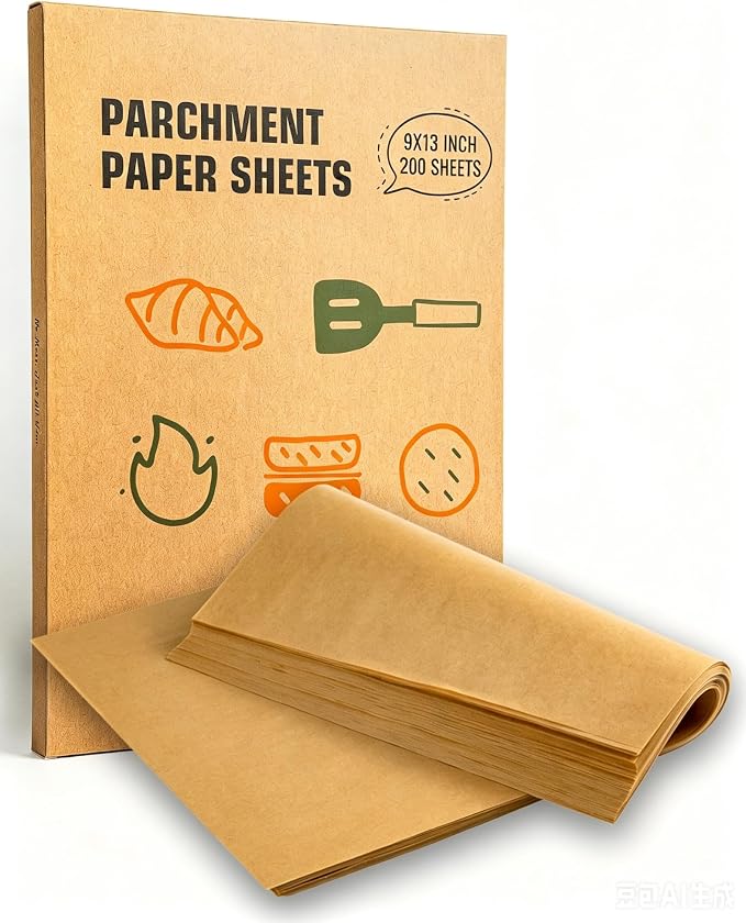 9x13 Parchment Paper Sheets for Baking, Precut Baking Paper 200Pcs | Unbleached Parchment Paper, Non-Stick Parchment Sheets for Quarter Sheet Baking, Grilling, Steaming, Wrapping, Air Fryer by Atchake