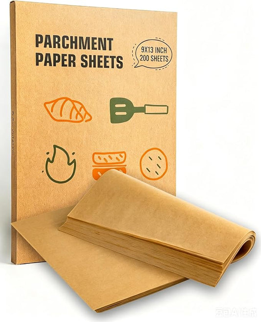 9x13 Parchment Paper Sheets for Baking, Precut Baking Paper 200Pcs | Unbleached Parchment Paper, Non-Stick Parchment Sheets for Quarter Sheet Baking, Grilling, Steaming, Wrapping, Air Fryer by Atchake