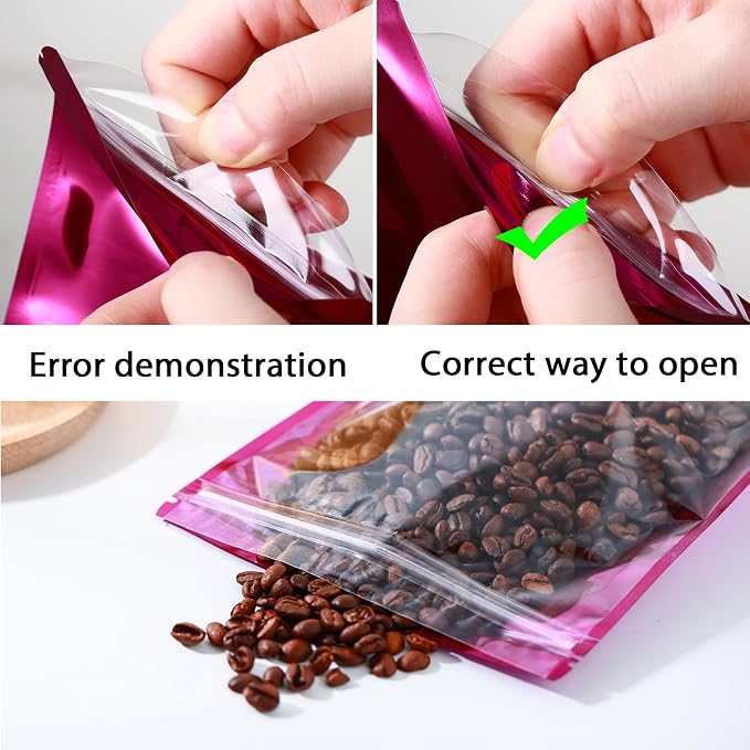 150 Pcs Mylar Bags for Food Storage, 5x8 Mylar Bag with Window Stand Up, Small Holographic Resealable Bags Smell Proof Bag Food Packaging for Small Business Freeze Dried Candy Jewelry Foil Packaging - Image 6
