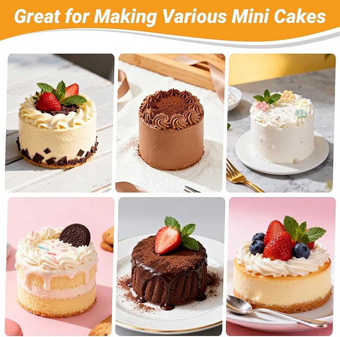 Beasea 4 Inch Cake Pans Set, 3 Pack Aluminum Alloy Mini Round Cake Pans with Removable Bottom, Individual Cheesecake Mold Tin for Baking - Image 6