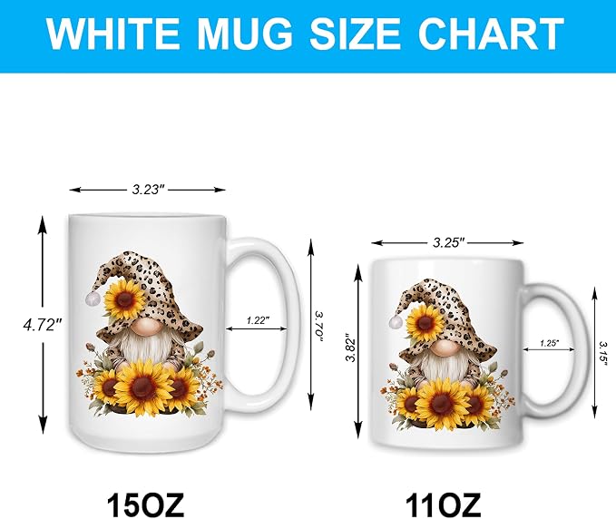 Hyturtle Personalized Gnome Coffee Mug Gift For Women on Birthday Christmas | Gnome Themed Gifts, Custom Name 11oz White Ceramic Coffee Tea Mug, Comfort grip handle, hot or cold coffee, tea, daily drinks - Image 5