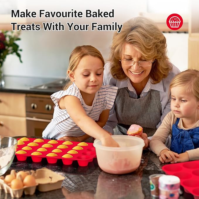 Redfly 2 Pack Silicone Mini Muffin Pan & Cupcake Pans for Baking - 24 Cup Mini Size BPA Free Egg Bites Molds - Image 5