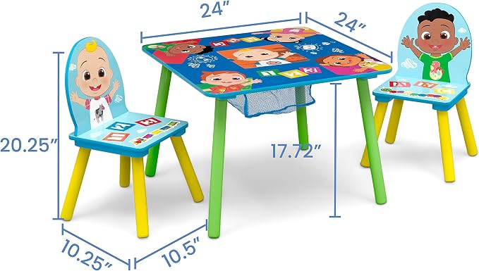 Delta Children Kids Table and Chair Set with Storage (2 Chairs Included) - Greenguard Gold Certified - Ideal for Arts & Crafts, Snack Time, Homeschooling, Homework & More, CoComelon - Image 6