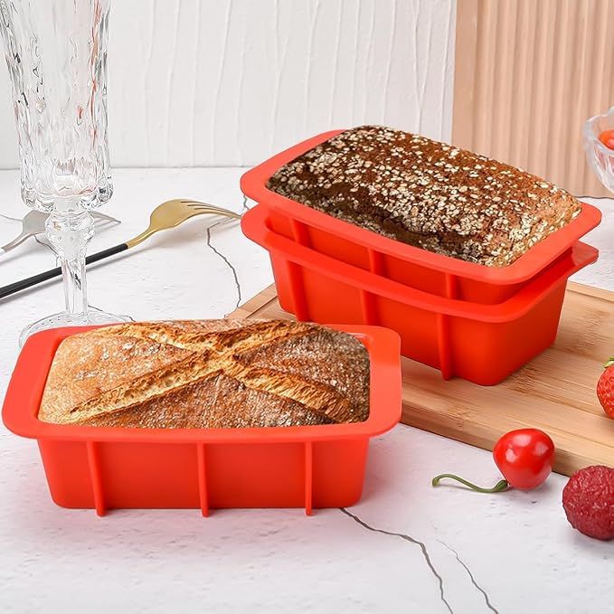 Silicone Mini Bread Loaf Pans for Baking, Small Loaf Pan Set of 4, 2.7x5.4 Inch Nonstick Bread Mold for Toast, Brownie, Loaf, Cake, Soaps