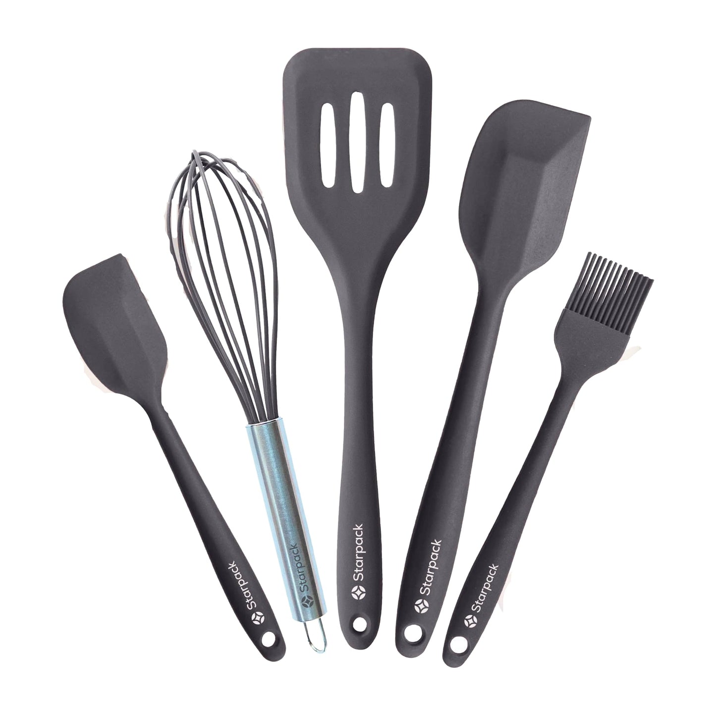 Premium Silicone Baking Utensil Set 5 Piece Heat Resistant Kitchen Tools 10 Inch Green