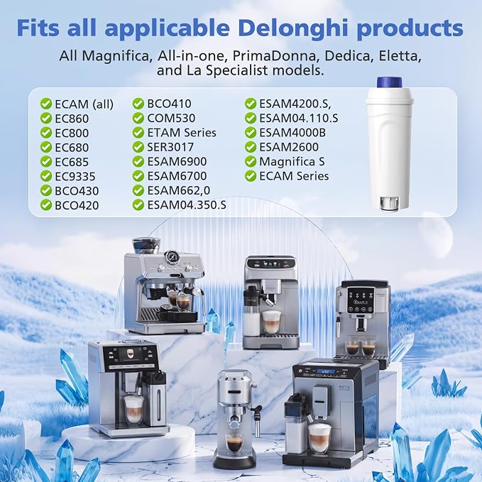 4 Pack DLSC002 Magnifica Evo Water Filter For DeLonghi Coffee Machine | Activated Carbon Softener For Dinamica, Eletta, Ecam, Esam, Etam, Bco, Ec Series For Delonghi Water Filter Replacement - Image 6