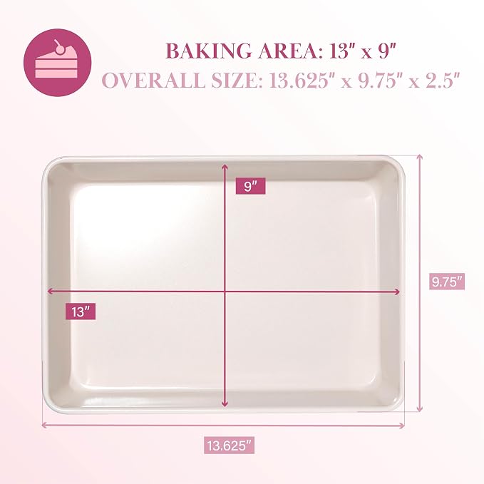 Paris Hilton Nonstick Carbon Steel Bakeware Collection, 13-Inch x 9-Inch Multipurpose Pan, Dishwasher Safe, Made without PFOA and PFAS, Pink Cream Two-Tone - Image 2