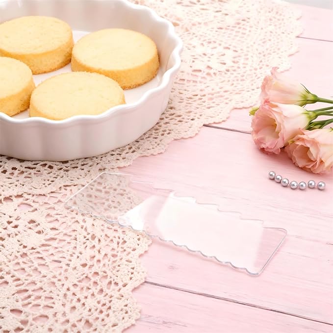 4Pcs Clear Acrylic Cake Scrapers Cake Smoother for Icing Decorating Tools