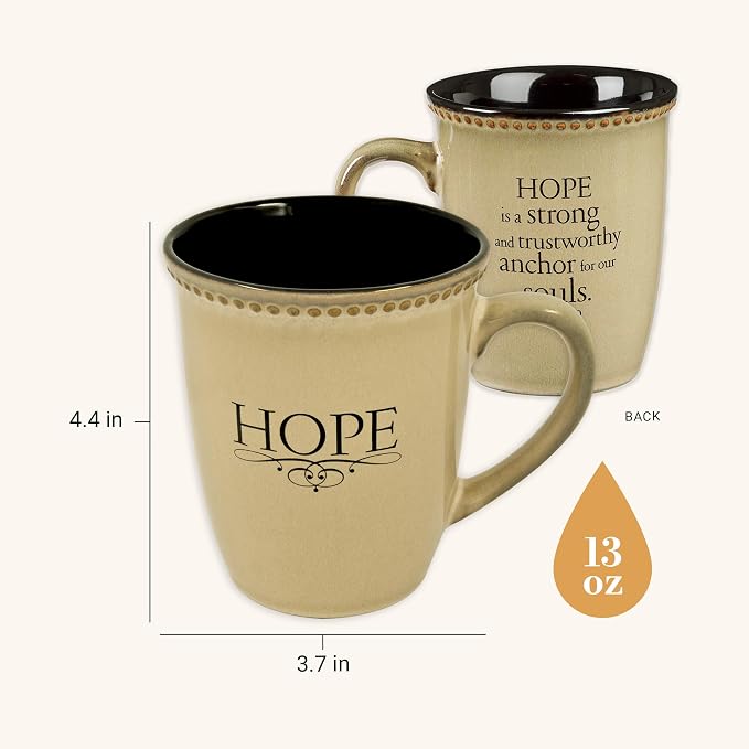 Christian Art Gifts Ivory Stoneware Coffee Mug – 13 oz. Microwave and Dishwasher-safe Lead & Cadmium-free Inspirational Scripture Coffee and Tea Mug for Men & Women with Bible Verse: Hope –Hebrew 6:19 - Image 2