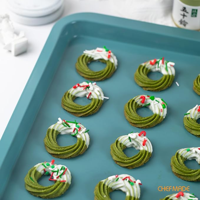 CHEFMADE Sheet Pan, 17 Inch Nonstick Carbon Steel Baking Cookie Pan | For Baking, Roasting & Pastry ∙ Oven Bakeware ∙ Even Heat Distribution (Green) - Image 5