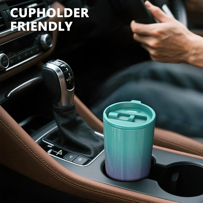 TILUCK 20 oz Insulated Coffee Tumbler with BPA-Free Lid | Travel Coffee Mug, Dishwasher Safe, Cup Holder Friendly,Double-Wall Vacuum Insulation for Hot & Cold Drinks,GlitterBluePurple - Image 4