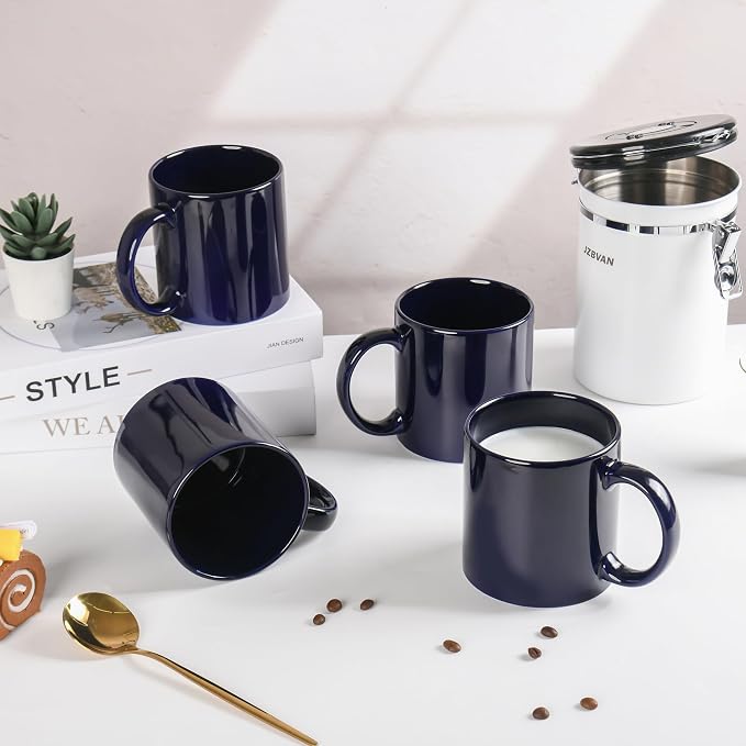 BYCNZB 22oz Super Large Ceramic Coffee Mugs Large Handles Set of 4 (Cobalto) - Image 7