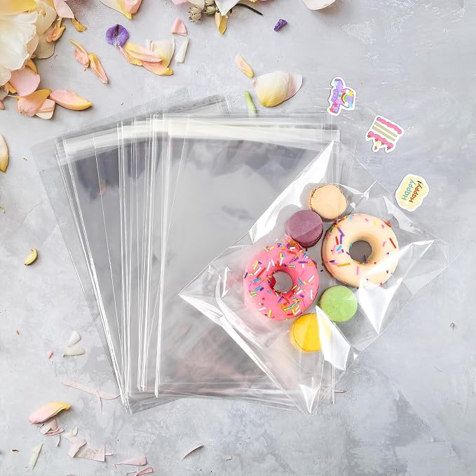 Nobranded 200 pcs Clear 6" x 9" Self Seal Cello Cellophane Bags Resealable Poly Bags 2.8 mils for Cookie, Candy, Gift Bakery, Prints, Photos, Cards & Envelopes, Party Decorative - Image 5