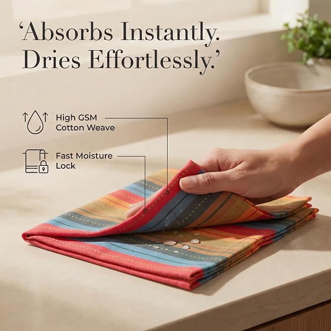 Urban Villa Cloth Napkins Cotton 20x20 (Set of 12) Red Stripes - Image 3