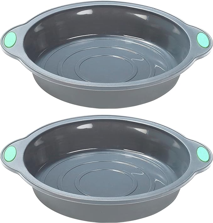 To encounter 9 Inch Silicone Round Cake Pans, 2 Pack Nonstick Silicone Baking Pans Set, Food Grade Cake Molds, with Metal Reinforced Frame More Strength