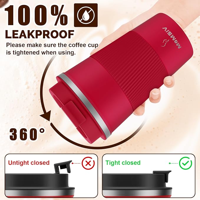 MOMSIV 17oz Travel Coffee Mug, Insulated Coffee Cup with Leakproof Lid | 6-Hour Heat Retention, 360°Leak proof, Vacuum Stainless Steel Double Walled, BPA-free, Reusable And To Go Coffee Mug - Image 4