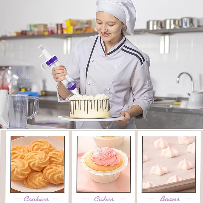 15 Pcs Cake Decorating Baking Syringe Tool Kit, Cupcake Filling Injector with Icing Nozzles Cream Scrapers Nozzle Brush Flower Nail Lifter Scissors Pastry Frosting Gun Piping Kit for Cookies