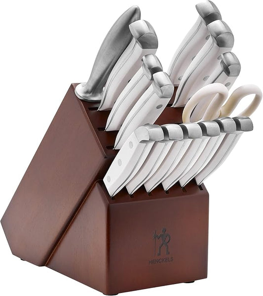 Henckels Statement 15-Pc Knife Set, Razor-Sharp, German Engineered, White | Informed by 100+ Years of Mastery. Dishwasher safe, Comfortable Grip Ideal for Everyday Cooking. High Quality Stainless Steel by Unknown