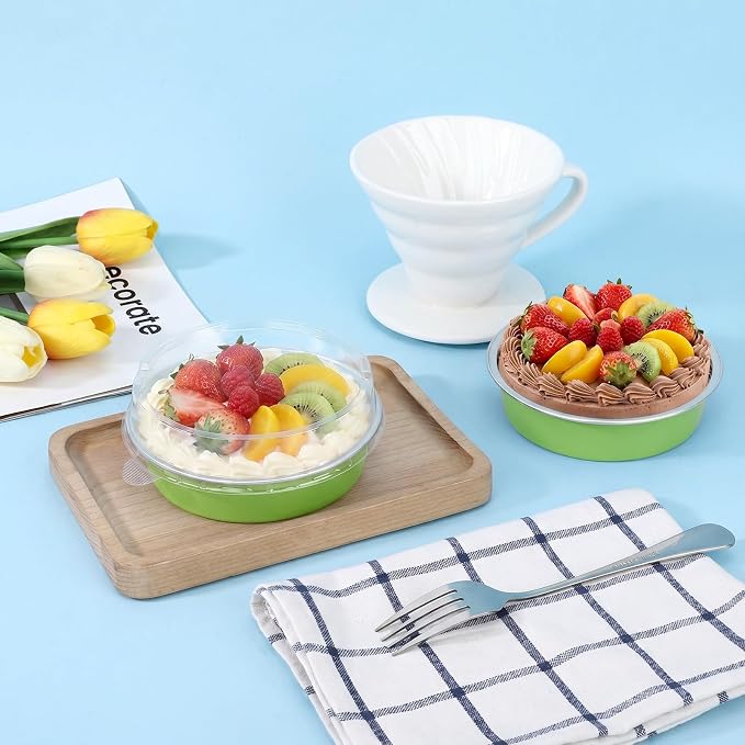 Beasea Mini Tart Pans with Lids 20 Pack, 4" 7.3oz Matcha Green Disposable Aluminum Foil Baking Tins Cups, Round Pie Container Mini Tart Pan for Individual Cupcake Dessert Muffin Cheesecake Quiche - Image 6