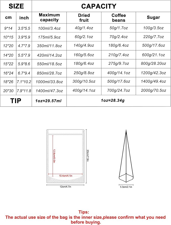 FireKylin 100 PCS Stand Up Pouches,4.7" x 7.9" Paper Bags With Window Clear Front Pouches Resealable Zipper Food Storage White - Image 2