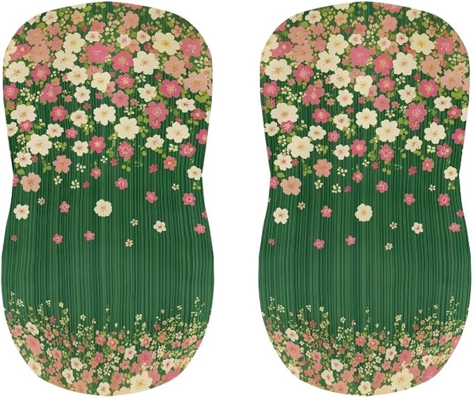 Colorful Floral Green Bar Chair Seat Covers for Dining Room Decorative Covers Set of 2 Soft Barstool Chair Seat Cushion Slipcovers - Image 4