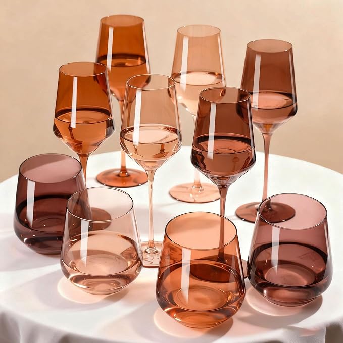 Venus Colored Stemless Wine Glasses Set of 6-17 oz Hand-Blown Crystal Colorful Glassware with no Stem, Multicolor Wine Glass for Wedding, Birthday, Housewarming Valentines's Day Gifts for Women - Image 5