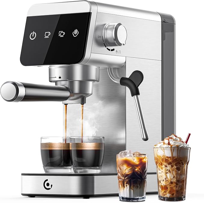 AMZCHEF Espresso Coffee Machine | 20 Bar Pressure System | LED Touch Screen | Compact Design Perfect for Home & Office | 41oz Water Tank by AMZCHEF