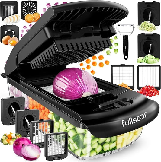 Fullstar The Original Pro Chopper - Vegetable Chopper and Spiralizer, Food Chopper with Container, Fruit Slicer, Kitchen Gadgets & Gifts, Home Essentials (9 in 1, Gray) by fullstar