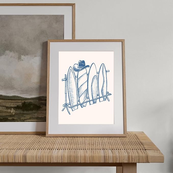 XOCUUI Coastal Granddaughter Room Decor Unframed, Blue Coastal Cowgirl Surfer Girl Canvas Posters, Beachy Preppy Aesthetic Room Decor Pictures For Teen Girl Dorm Apartment Decoration (8" X 10") - Image 3