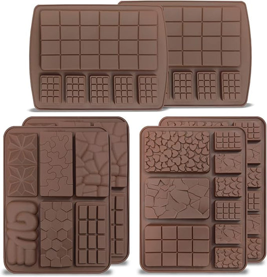 6 boards (42 pcs) Chocolate Mold, VEINARDYL Silicone Break-Apart Waffle Molds, Non-Stick Thick Protein and Energy Bar Mold for Fondant Candy Wax Melt DIY Handmade Gifts