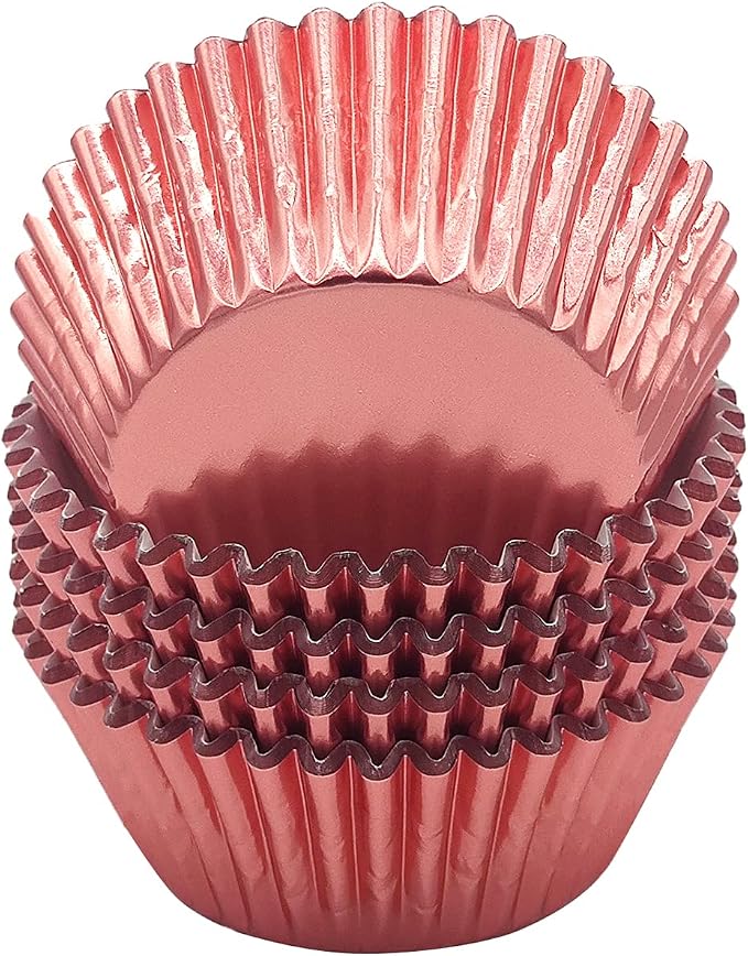 Standard Rose Gold Foil Cupcake Liners Muffin Baking Cups for Party and More, 100-Count by Mombake