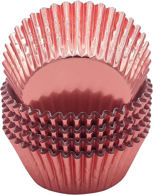 Standard Rose Gold Foil Cupcake Liners Muffin Baking Cups for Party and More, 100-Count by Mombake
